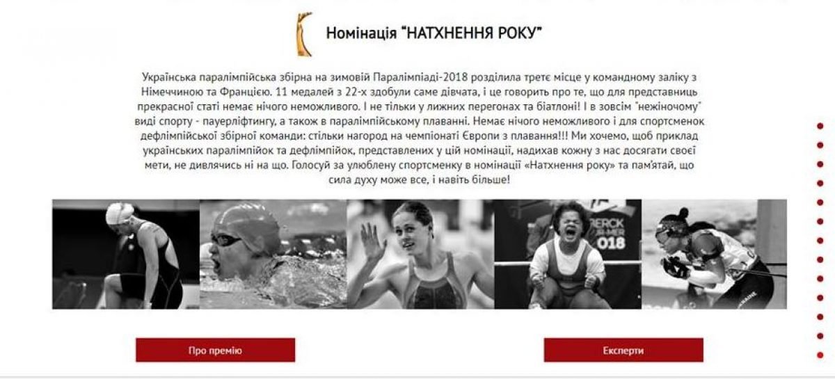 Українські паралімпійки та дефлімпійки стали номінантками Всеукраїнської премії ЖІНКА УКРАЇНИ-2019