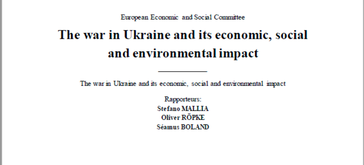 Resolution European Economic and Social Committee “The war in Ukraine and its economic, social and environmental impact”