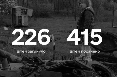 226 дітей загинуло і 415 постраждало через війну росії проти України (eng)