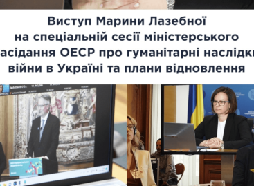 Виступ Марини Лазебної на спеціальній сесії міністерського засідання ОЕСР про гуманітарні наслідки війни в Україні та плани відновлення